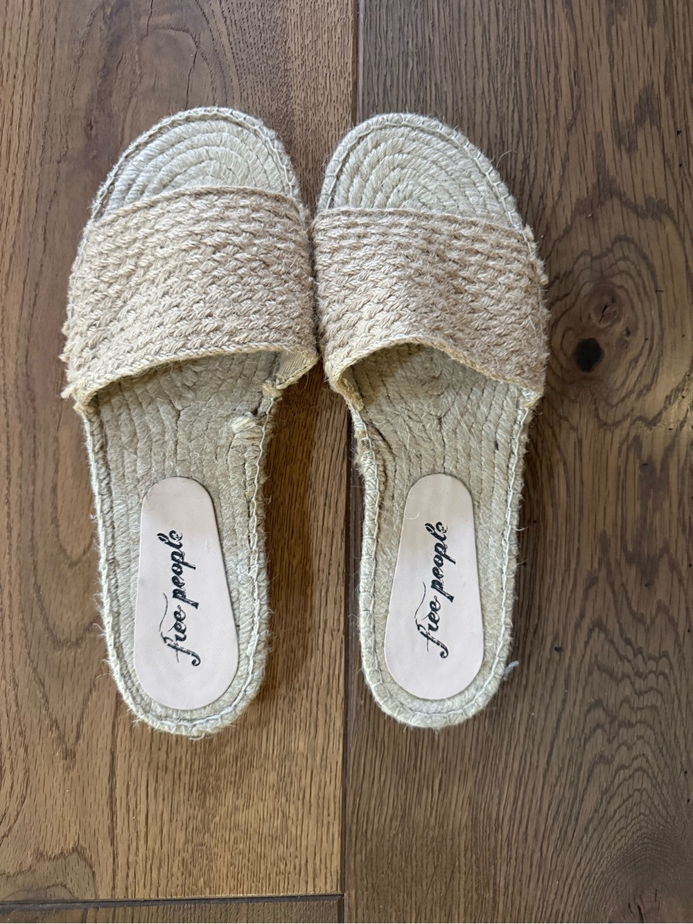 Free People Natural Tan Jute Slides